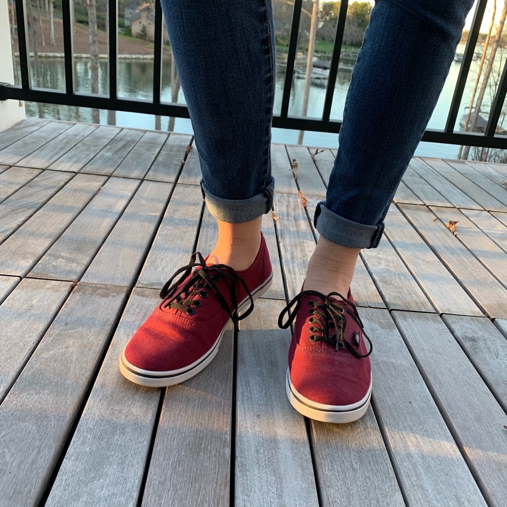 Vans Maroon Canvas Low-Top Sneakers